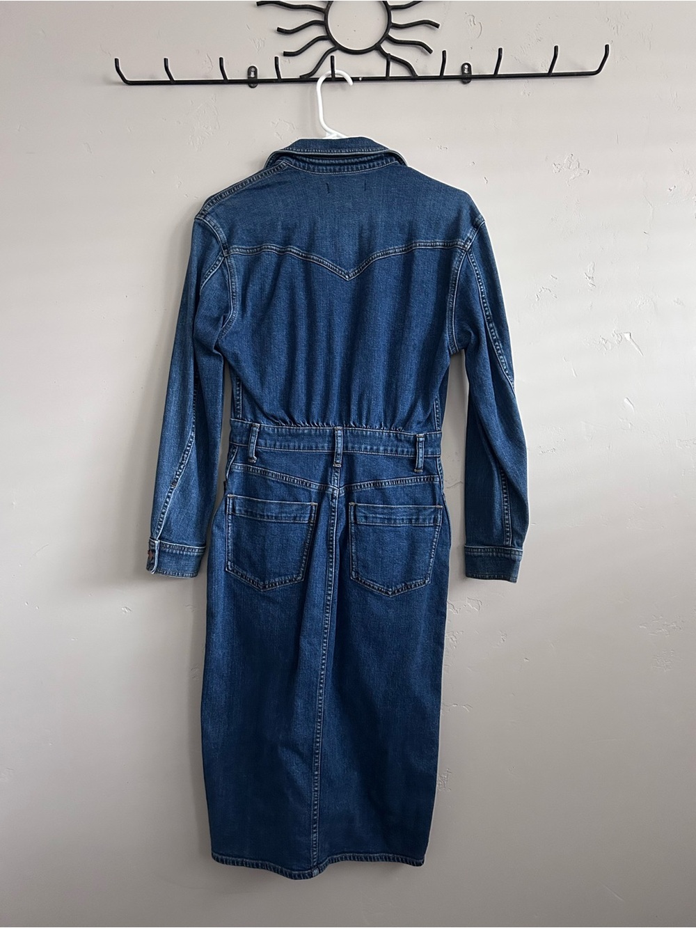 Madewell Dark Blue Denim Midi Jean Dress